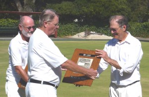 Reluctantly Geoff Accepts the Plaque
